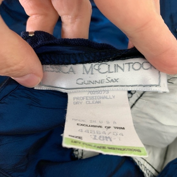 Vintage Jessica McClintock Gunne Sax Baby Taffeta Dress Big Collar Lace - Picture 12 of 17